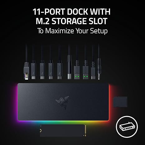 Docking Station Razer Thunderbolt 5 Dock Chroma — 11 Puertos, Slot M.2 SSD, 120Gbps, 3x 4K 144Hz