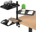 Estantería metálica de 3 niveles con abrazadera para escritorio - Almacenamiento giratorio de 360° encima/debajo de la mesa, organizador de escritorio ajustable para oficina en casa y juegos, bandeja de almacenamiento para dispositivos y accesorios.
