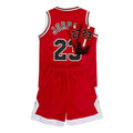 LingQiShiZu- Camisetas de baloncesto para niños #23 Camiseta sin mangas de malla Pantalones cortos Calcetines para niños y niñas Uniformes de entrenamiento deportivo de 3 piezas