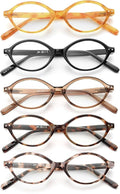 JM Paquete de 5 gafas de lectura ovaladas con bloqueo de luz azul para mujer.