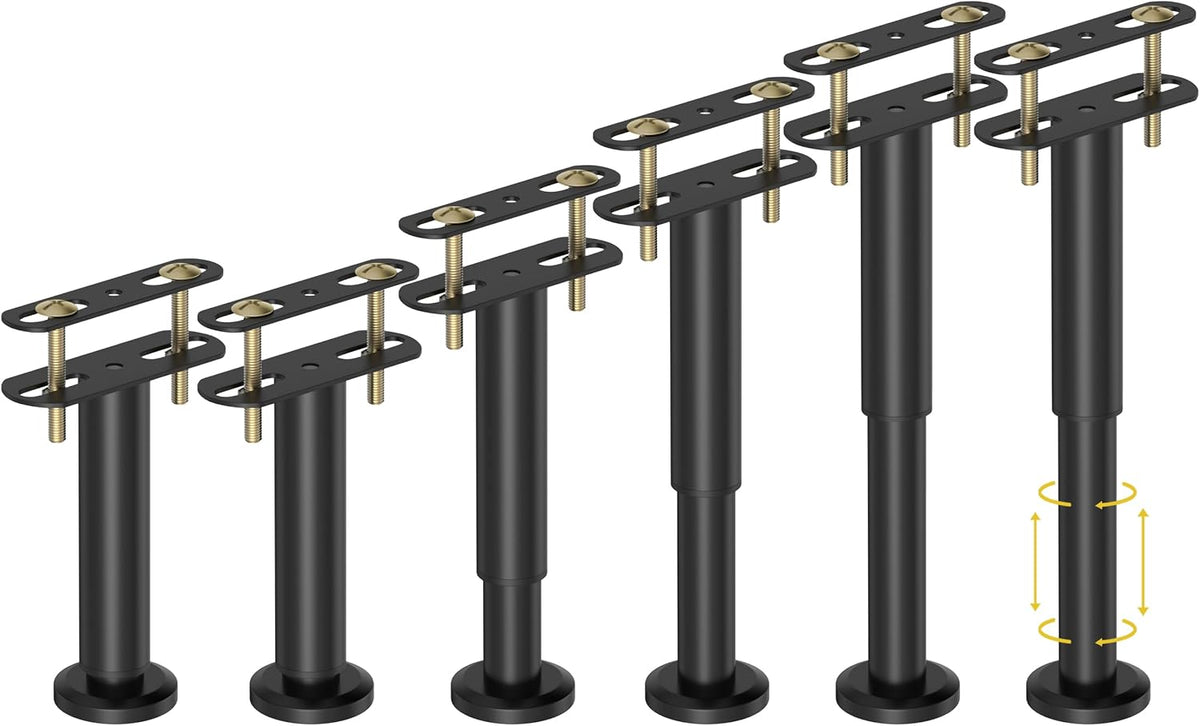 Wlrrcwdttc 3piezas de patas de soporte para cama de altura ajustable de 7.08 a 12.6 pulgadas, patas de soporte central para marco de cama/listón central de cama/muebles, patas de repuesto de metal resistentes para cama