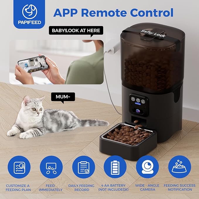 ⚠️ NOTA: PRESENTA USO, NO AFECTA SU FUNCIONAMIENTO – PAPIFEED Comedero Automático para Gatos y Mascotas 6L con Cámara 1080P HD, WiFi 2.4/5G, App y Lente Gran Angular