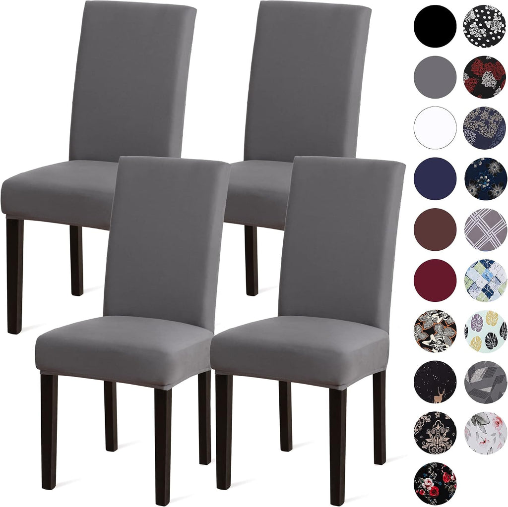Fundas para sillas de comedor Sufdari, funda para cocina, funda para silla Parsons, protectores de spandex para sillas de comedor, juego de 4 fundas elásticas - Gris