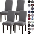 Fundas para sillas de comedor Sufdari, funda para cocina, funda para silla Parsons, protectores de spandex para sillas de comedor, juego de 4 fundas elásticas - Gris