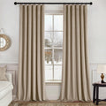 MIULEE Velvet Curtains 84 Inches Long 2 Panels Set for Bedroom, Pinch Pleat Back Tab Luxury Thermal Insulated Living Room Darkening Drapes Pleated Blackout Window Curtains with Hooks, Camel Beige