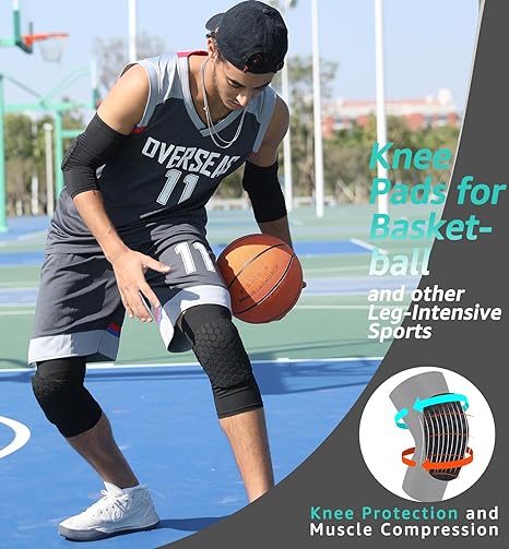 HiRui Rodilleras para niños, jóvenes y adultos, rodilleras de compresión para baloncesto, béisbol, rodilleras de compresión para voleibol, fútbol, ciclismo, correr, 1 par (negro, M)
