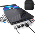 BPAKDU Unidad Externa de CD/DVD para Laptop | con Estuche, 4 Puertos USB, 2 Ranuras TF/SD, Lectora y Grabadora  ( articulo viene como se observa en la segunda imagen )