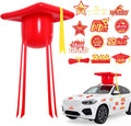 Kit de decoración para carrito de golf de fiesta de graduación Teyva Daily para la promoción de 2026: Gorro de graduación inflable grande de PVC de 20 pulgadas y 18 imanes adhesivos de graduación para la fiesta de graduación de 2026 (rojo).