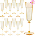 Pack 12 Copas de Champagne de Plastico Doradas Irrompibles | Flautas Acanaladas Desmontables 162ml Desechables para Bodas Fiestas
