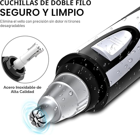 Cortapelos para orejas y nariz – cortador profesional sin dolor para cejas y pelo facial para hombres y mujeres 2021, recortadora a pilas con IPX7 impermeable, cuchillas de doble borde para fácil limpieza en color negro