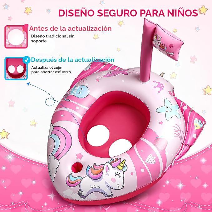 Flotador Piscina Unicornio HopeRock – Inflable con Pistola de Agua para Niñas 3-8 Años