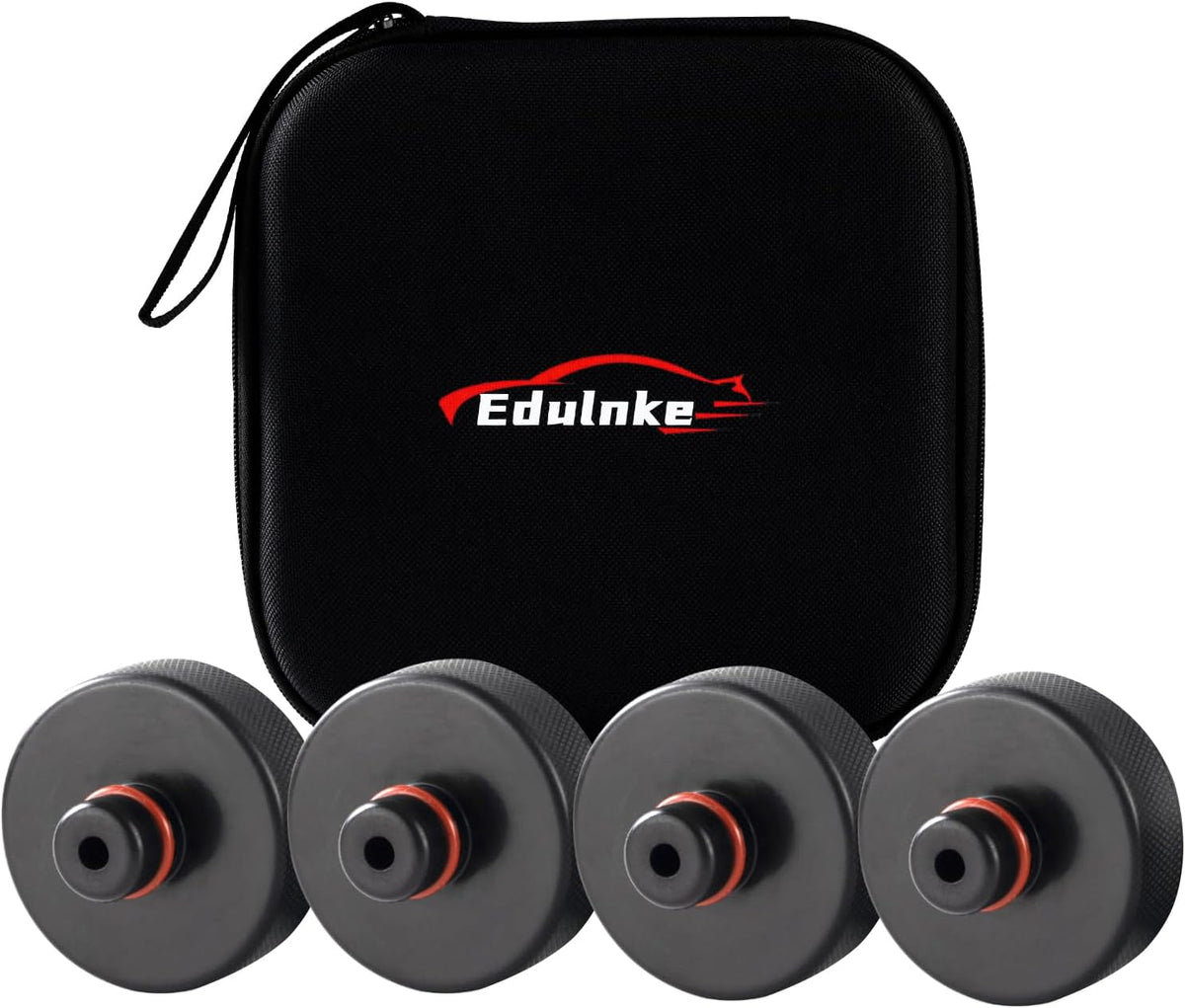 USADO-Almohadillas de elevación Edulnke compatibles con Tesla Model 3/S/X/Y, almohadillas de elevación de goma resistentes mejoradas, almohadilla de elevación 2016-2026 con anillo protector, adaptadores de piso que protegen la batería y el chasis.