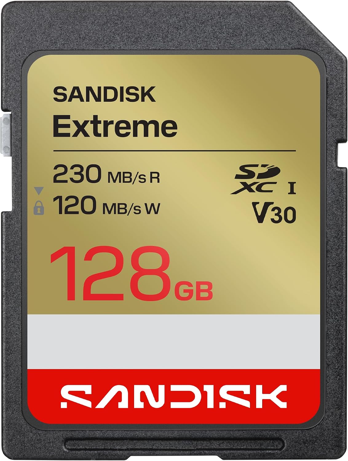 Tarjeta SD SanDisk Extreme 128GB UHS-I | Hasta 230MB/s Lectura y 120MB/s Escritura | Video 4K UHD | U3, V30 | SDSDXV9-128G