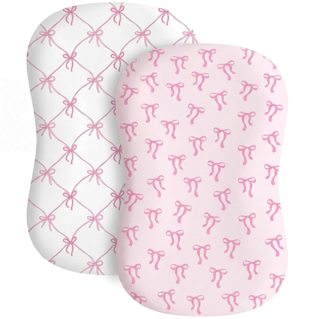 CroBlissful Pack de 2 Fundas para Nido de Bebe con Lazo Rosa | Elasticas, Suaves y Transpirables para Ninos y Ninas
