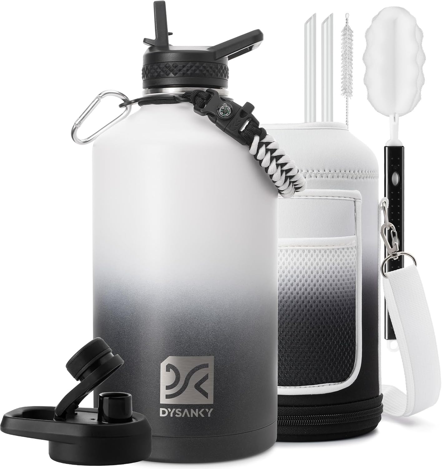 DYSANKY 1 Gallon Insulated Water Bottle | Upgraded Thickened Stainless Steel Metal Portable Sports Large Water Jug for Gym and Hiking with Carrier Bag, Handle Strap | BPA-Free 128 oz