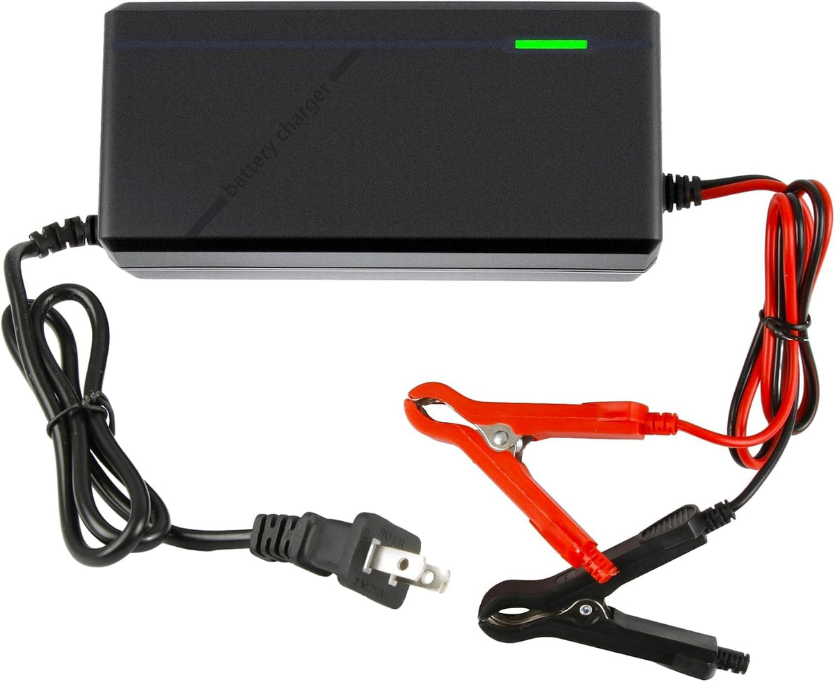 Cargador de baterías BROODAY de 14,6 V y 10 A para baterías de fosfato de hierro y litio de 12 V: carga rápida, alta eficiencia, indicador LED, diseño duradero con protección contra sobrecalentamiento.
