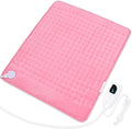 Deepsoon Electric Heating Pad 24"x20" - Baby Pink - 6 Temperature Settings - Dry & Moist Heat - Flannel Cover - 2-Hour Auto Shut-Off - Overheat Protection - Machine Washable - 75" Cord