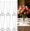 6 jarrones trompeta a granel, jarrón de flores de 23 cm de alto decorativo para centros de mesa, recuerdos de bodas y fiestas, jarrones de plástico transparente en forma de V, contenedor para decoración de mesas de bodas, fiestas y hogar.