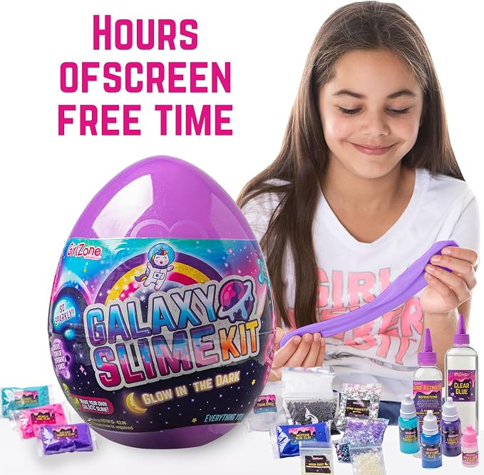 Kit de slime galáctico GirlZone Egg Surprise, kit de slime galáctico de 41 piezas para hacer slime espacial y slime galáctico, juguete emocionante para tardes de juego y una divertida idea de regalo.