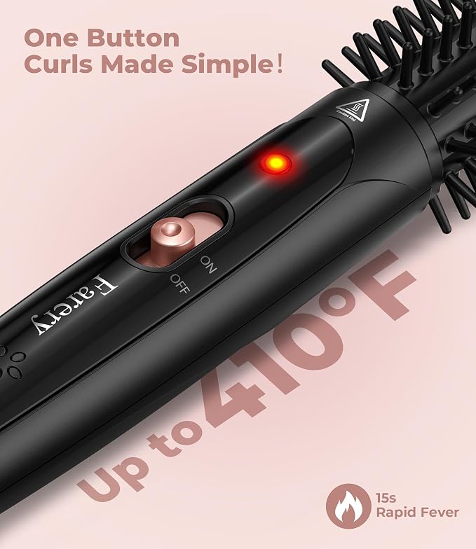 Cepillo Térmico Rizador FARERY – Rizos Naturales Suaves, Doble Voltaje y Cable Giratorio 360°