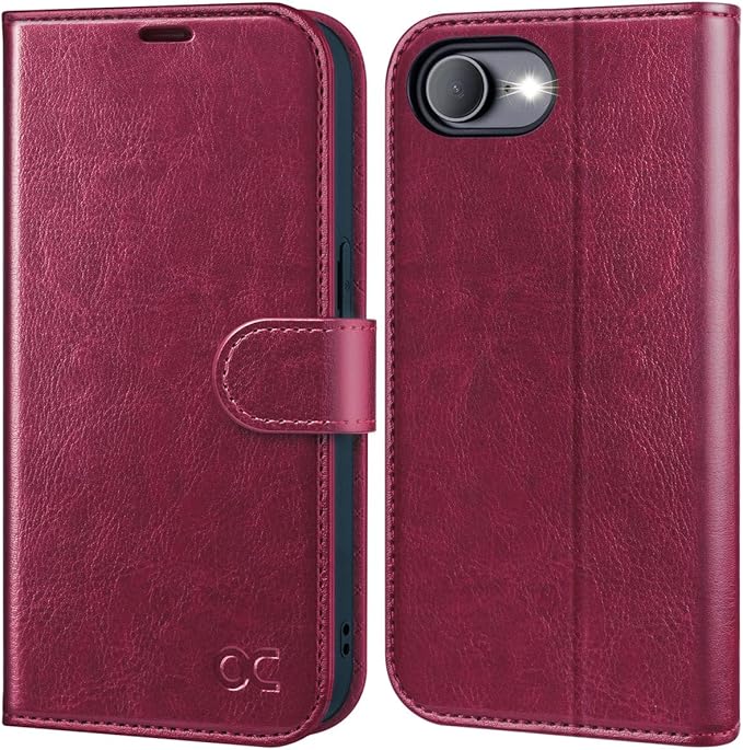 Funda Cartera OCASE para iPhone 17e y 16e — Cuero PU con Bloqueo RFID, Soporte y Ranuras para Tarjetas
