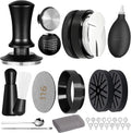 Kit de accesorios para espresso de 12 piezas: prensador de café de 54 mm, distribuidor de café, filtro para discos de café, embudo dosificador, herramienta WDT, soplador de aire de silicona, tapetes, kit de latte art