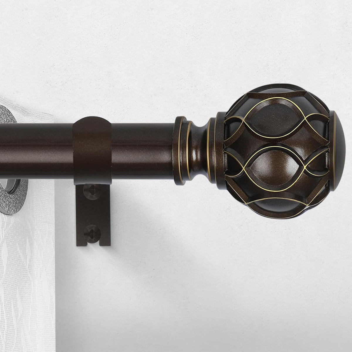 COLOR BLANCO-Barras de cortina blancas HTZON para ventanas: Barra de cortina decorativa estilo rústico bohemio para dormitorio y sala de estar, barras de cortina rústicas ajustables de alta resistencia con remates de textura costera vintage