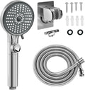 Cabezal de ducha para caravana con manguera, cabezal de ducha de alta presión con 5 modos, cabezales de ducha para caravanas/autocaravanas, remolques de viaje, autocaravanas para ahorrar agua, soporte para cabezal de ducha de mano y manguera, interruptor