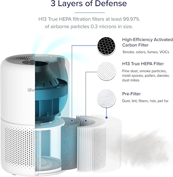 ⚠️ PRESENTA ALGUNOS RAYONES (No afecta su funcionamiento) – LEVOIT Purificadores de Aire para Alergias en el Hogar y Mejor Sueño (Core 300 / Core300-P + Core Mini)