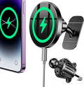 Soporte y Cargador Inalambrico MagSafe para Auto Coolpow Negro Compatible con iPhone 17 16 15 Sujecion Magnetica
