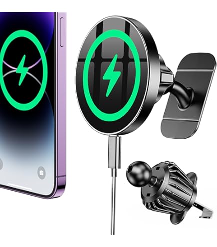 LISEN para cargador de coche MagSafe de 15 W, cargador inalámbrico magnético para coche para accesorios de iPhone 17 Pro Max, soporte magnético para teléfono para iPhone 17-12, Samsung, Pixel 9, accesorios para Jeep Ford F150, regalos #8039