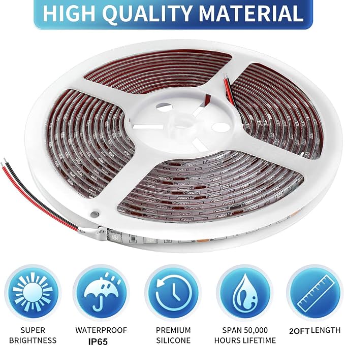 HOKIION Pontón - Luces LED para barco, 12 V 20 pies, tira de luces LED marinas impermeables