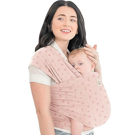 KeaBabies - Portabebés fular original todo en 1 para recién nacidos a niños pequeños, fácil de llevar, manos libres, ligero, transpirable envolturas para bebés (margaritas rosa)