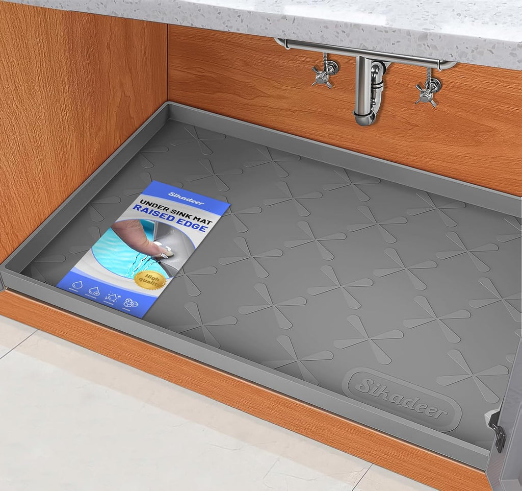 SIKADEER Tapete para colocar debajo del fregadero  | Impermeable de Silicona | Forro para Gabinetes y Cajones de Cocina | Protector de Fregadero para Organizacion | ( ARTICULO VIENE COMO SE MUESTRA EN LA SEGUNDA IMAGEN )