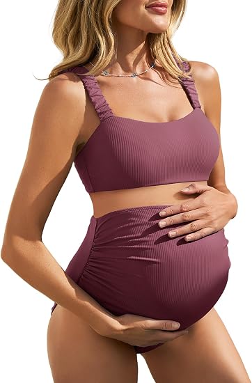 Summer Mae Bikini de maternidad acanalado traje de baño de dos piezas.TALLA 10
