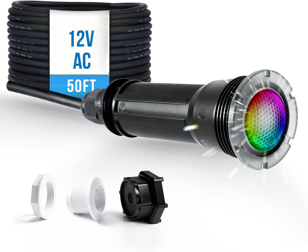 Luces LED para Piscina Jeavle | Reemplazo Directo Pentair GloBrite 1.5" | Luz de Color para Piscina y Spa | IP68 Sumergible | 12V AC | Cable de 15 m