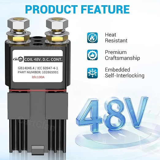 Solenoide Club Car de 48 voltios, solenoide para carrito de golf de 48 voltios con resistencia, apto para los nuevos modelos Club Car DS/Precedent y Tempo (2018 en adelante). Reemplaza las piezas OEM n.°: 102865901 y 1014947.