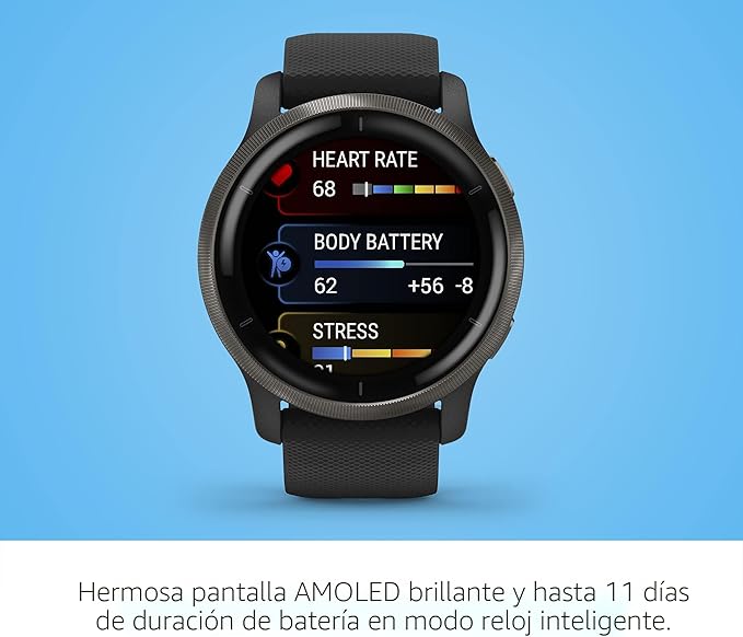 Garmin Venu Reloj inteligente con GPS con monitoreo avanzado de salud y características de fitness