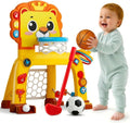 Aro de Baloncesto y Portería de Fútbol 4 en 1 para Niños Pequeños | Juguete Deportivo con Luz, Sonido y Música | Centro de Actividades 12-18 Meses | Primer Cumpleaños