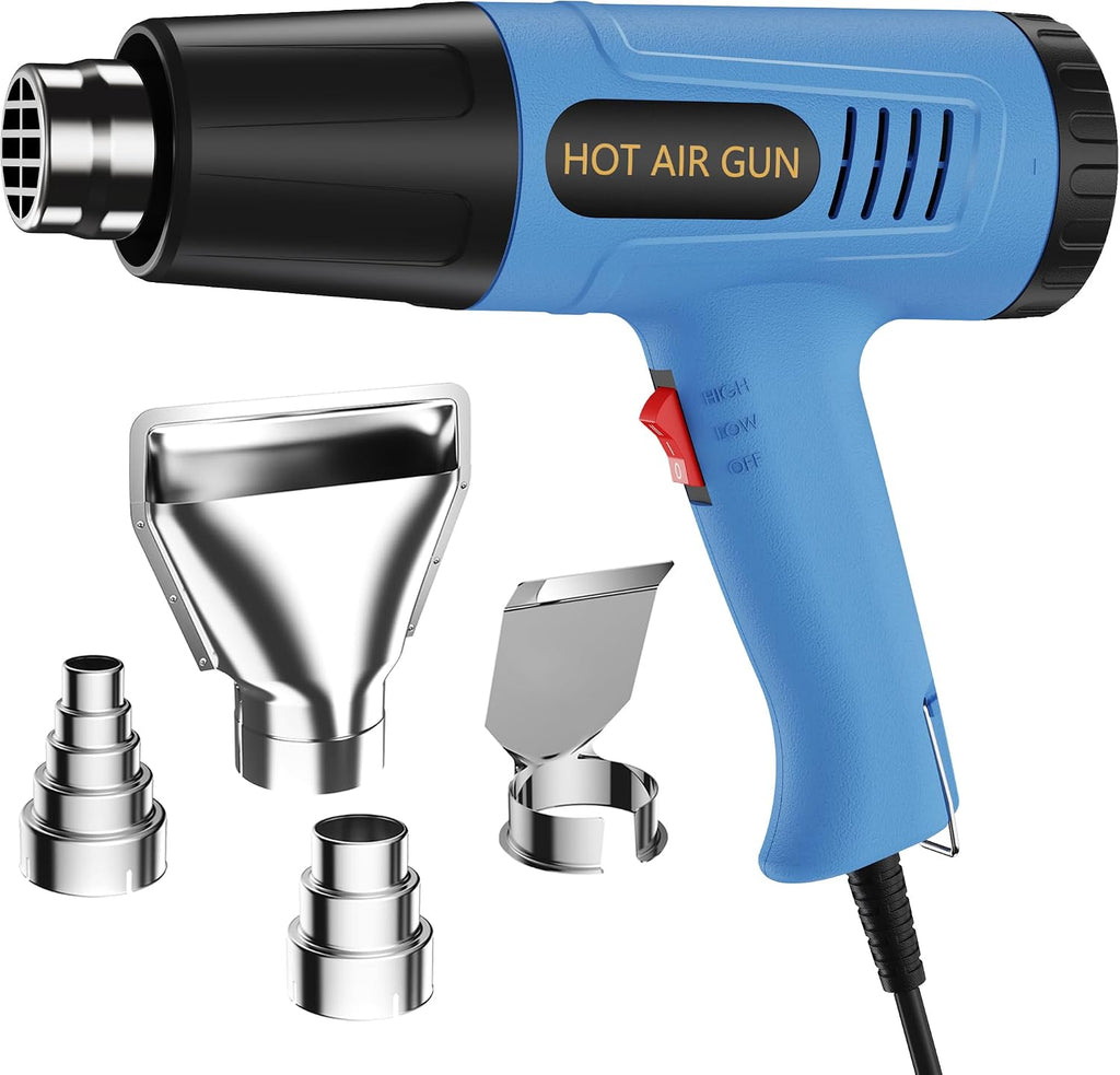 Pistola de calor URTOOLS, pistola de aire caliente de 900 W con 2 ajustes de temperatura (300 °C y 790 °C), protección contra sobrecarga, 4 boquillas, cable de 1,5 m, pistola termoencogible para manualidades, resina, vinilo termoadhesivo, soldadura y