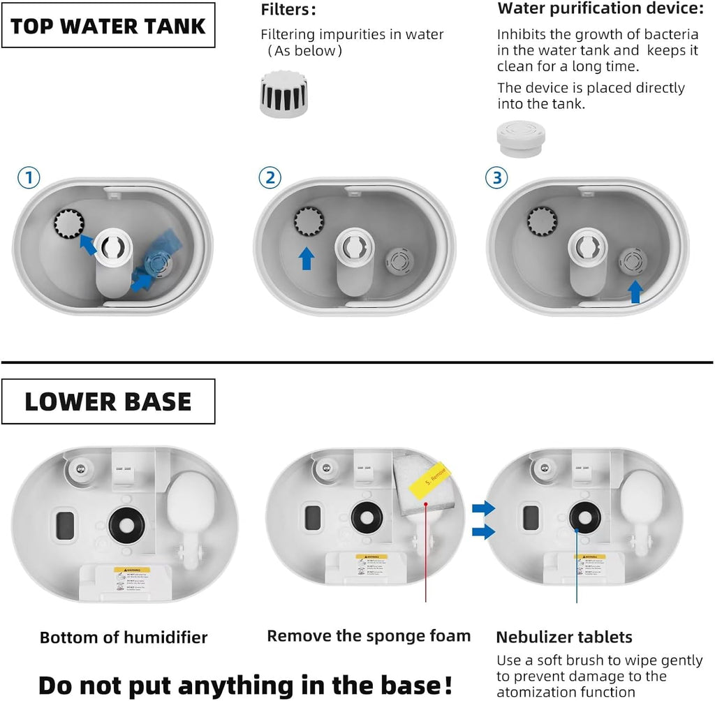Humidificador 6L Frío y Caliente — Difusor de Aceites Esenciales, Boquilla 360°, Silencioso para Dormitorio, Bebé y Plantas, Blanco