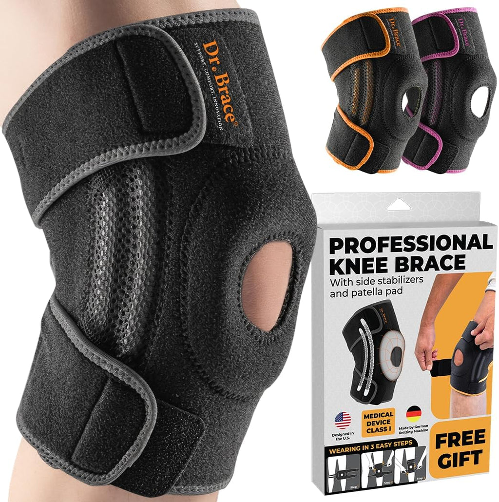 Una sola pieza - Rodillera DR. BRACE ELITE con estabilizadores laterales y almohadillas de gel para la rótula