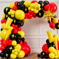 Kit de Arco de Globos de Caricatura ALL-IN-1 | con Globos Bonus de Rayo y Estallido | Decoracion de Cumpleanos Rojo Negro Amarillo | Fiesta de Videojuegos