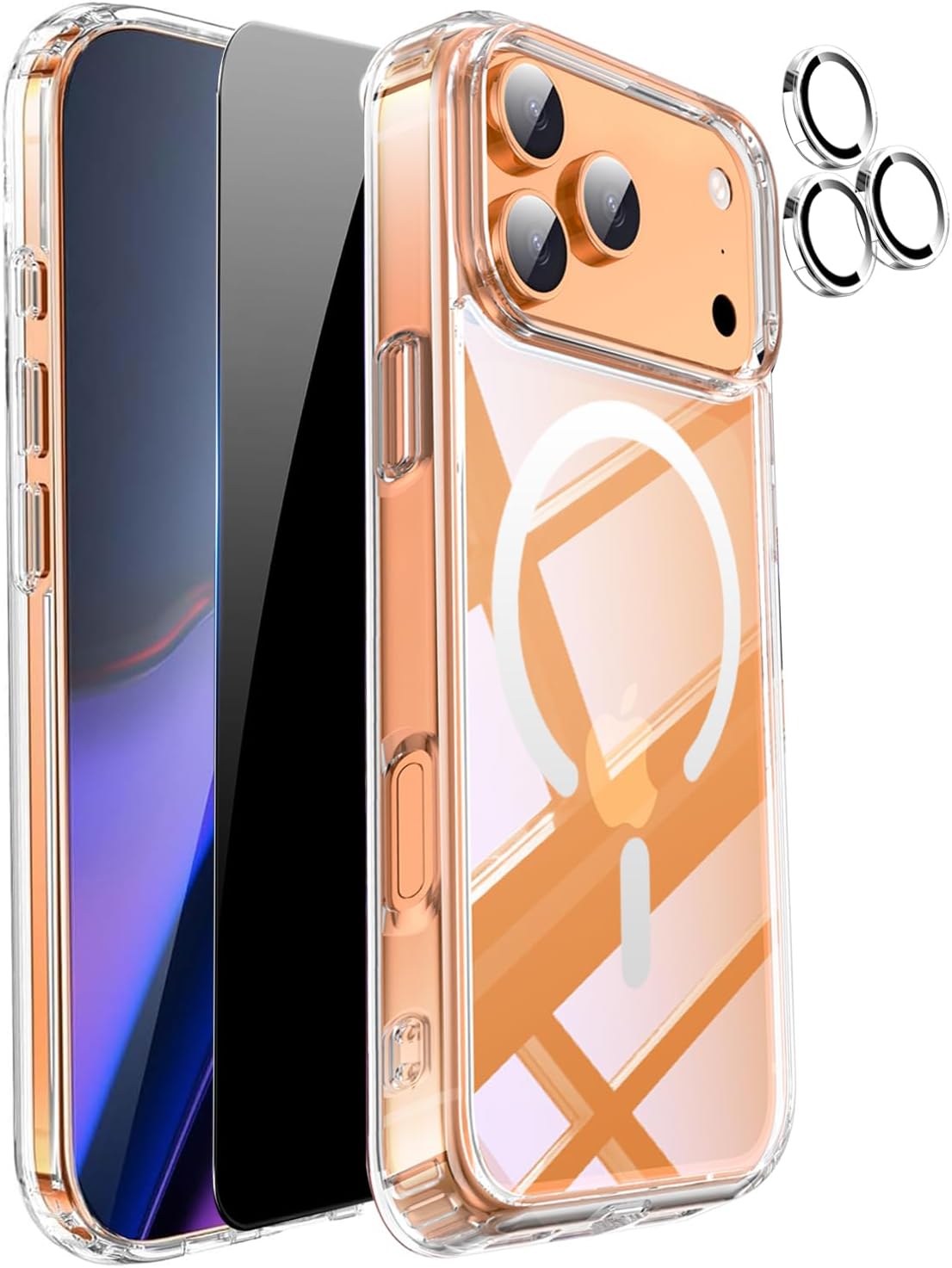ESTUCHE TRANSPARENTE. vphioxlr Funda Transparente para iPhone 17 Pro Max | con Protector de Pantalla de Privacidad y Cubierta de Camara | Compatible MagSafe Anti-Amarillamiento 6.9 Pulgadas 2025