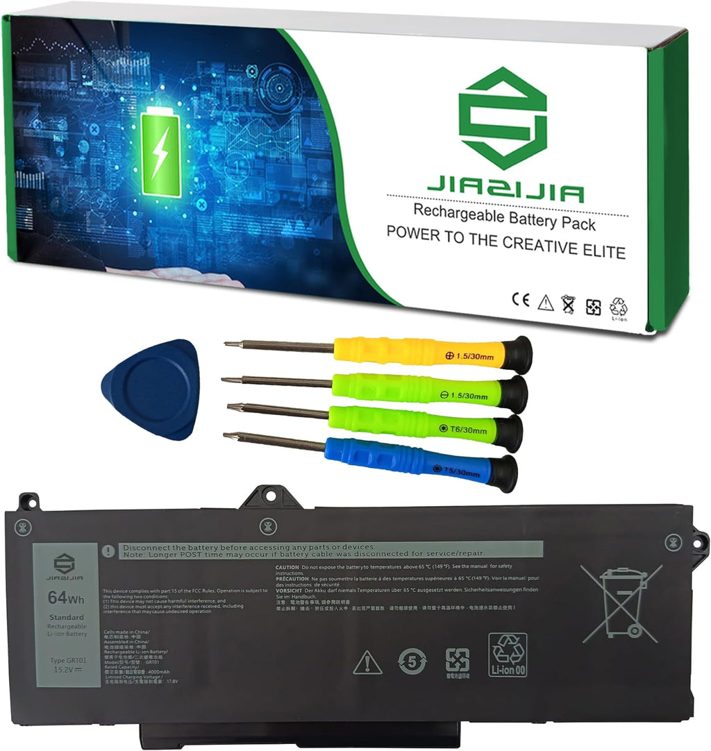 Batería de repuesto GRT01 para Dell Latitude 5421, 5431, 5521, 5531, Precision 3470, 3561, 3571, 3581 y 3591 (00P3TJ, 0P3TJ, 0R05P0, R05P0), color negro, 15,2 V, 64 Wh, 4000 mAh. 