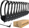 Wensdo Paquete de 12 auriculares para niños, paquete al por mayor para estudiantes de aula, auriculares duraderos para niños, bebés, adolescentes, niños y niñas (HY857, 12 negros)