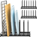 Organizador de Tablas de Cortar TEAMOLA | Pack de 2, Metal Negro Ajustable con 7 Ranuras para Cocina