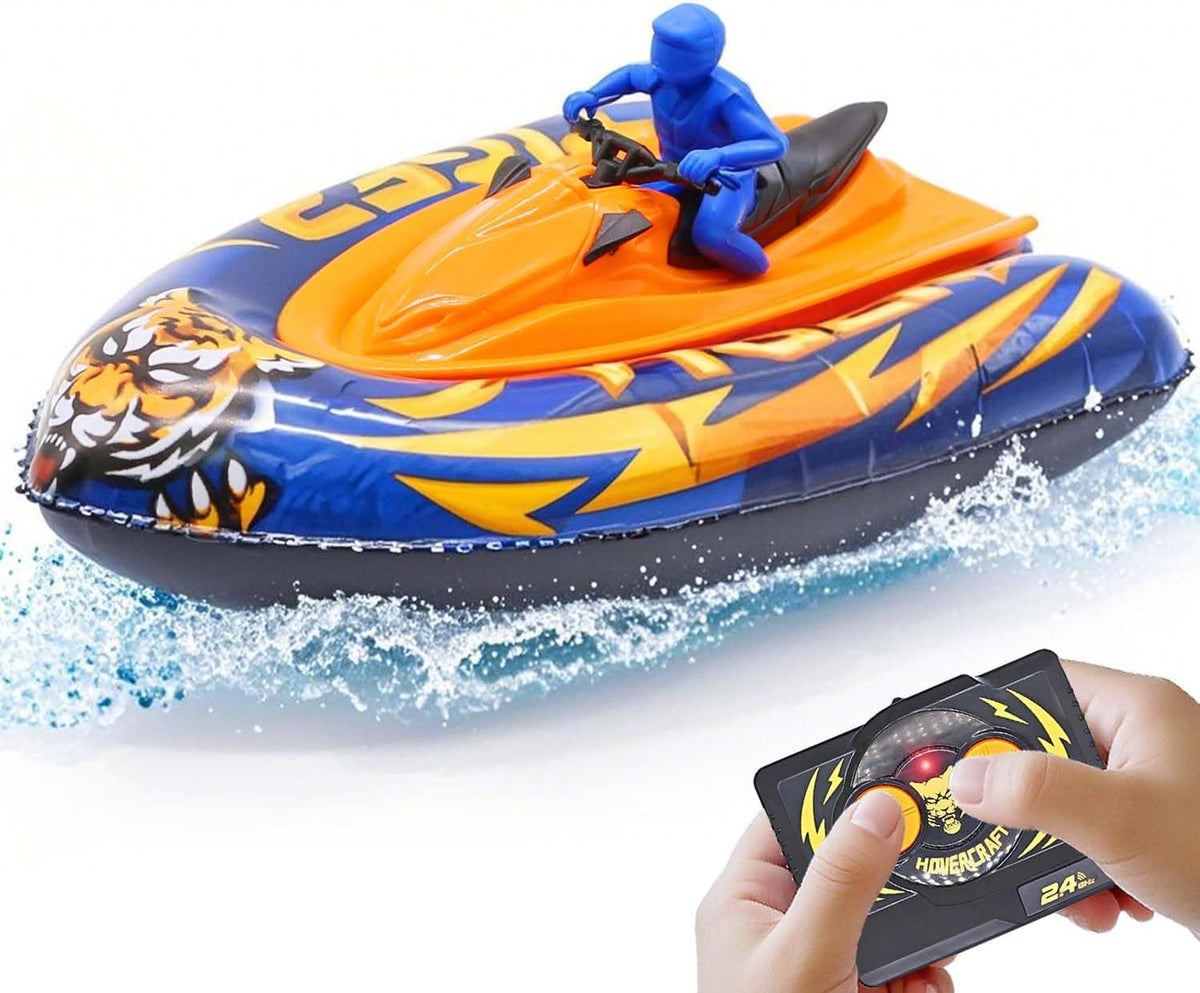 Barco teledirigido LAFALA para niños con parachoques inflable, batería recargable USB, ideal para piscinas, regalo de cumpleaños para niños de 8 a 12 años, juguete acuático de verano, color azul.