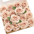 Ling's moment Flores artificiales Dusty Rose 16 piezas Rosas de seda sintética con tallos Aspecto real, Rosas Vendela artificiales de 8,9 cm (3,5") Paquete a granel para ramos de boda DIY Centros de mesa Fiesta Baby Shower Decoración del hogar