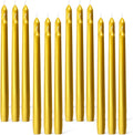 Everymoment Velas de Cera Conicas Doradas | Pack de 24 Velas de 25 cm | Sin Goteo ni Humo por 8 Horas | Cera de Parafina sin Aroma | Ideal para Bodas, Navidad y Decoracion de Lujo